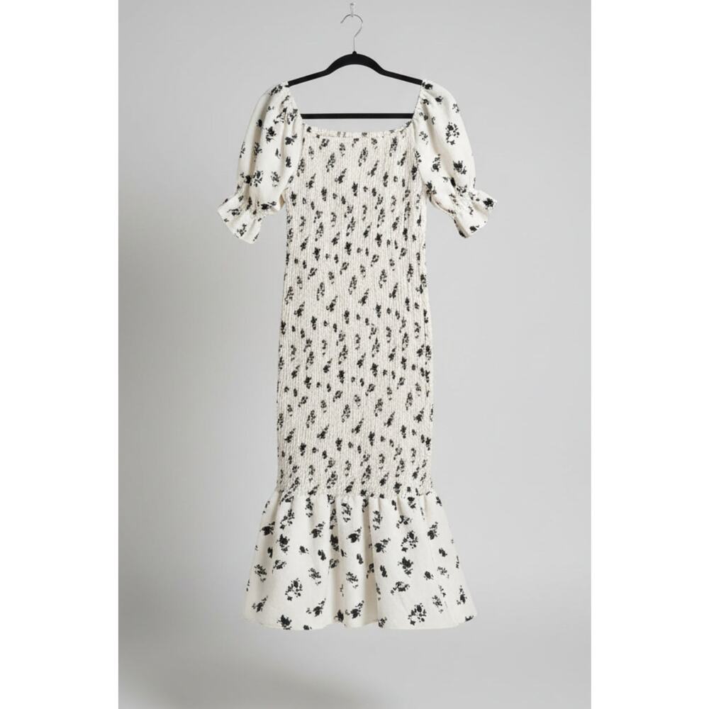 SHEIN Floral Shirred Puff Sleeve Mermaid Dress